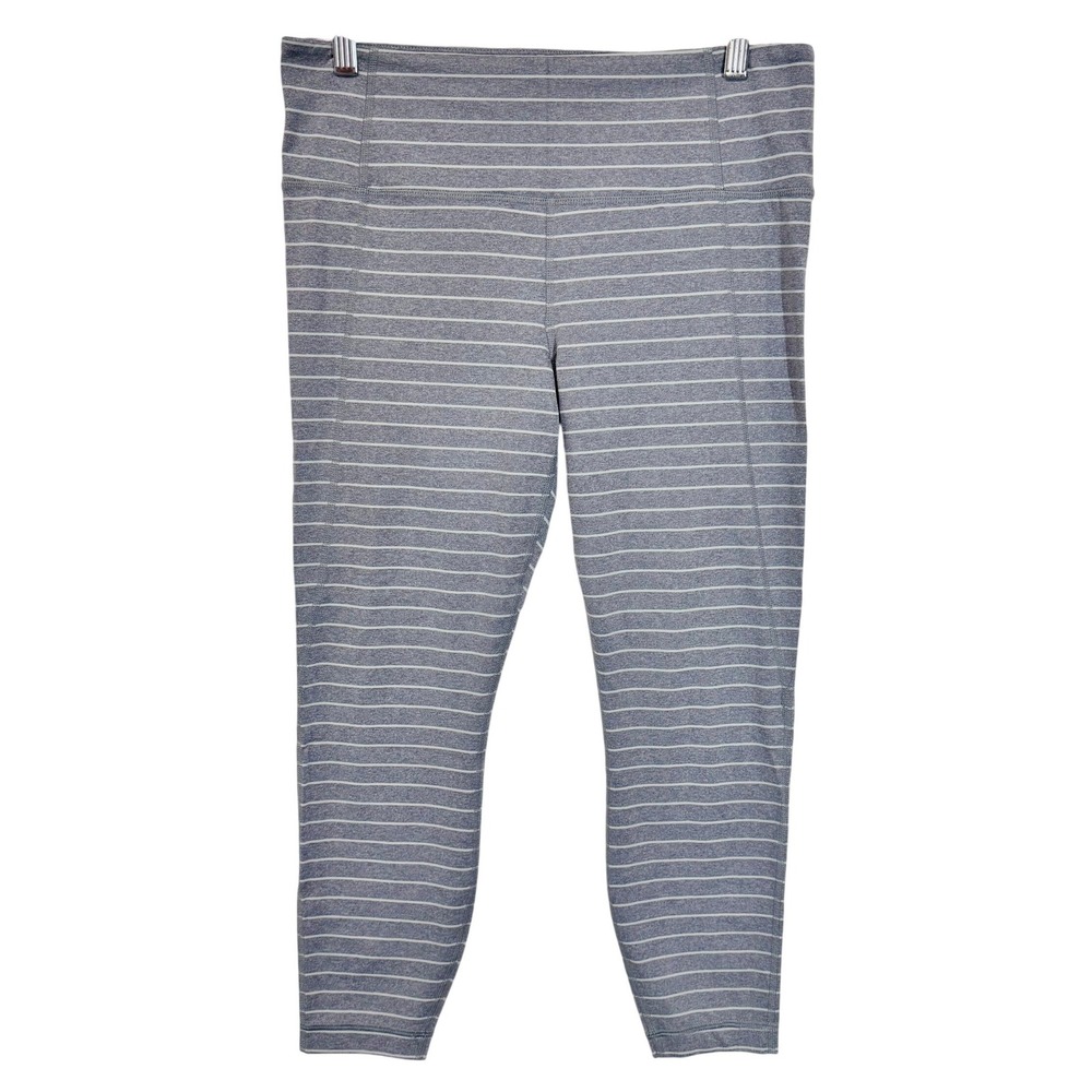 Athleta Leggings Womens L Blue Striped Salutation Stash Capris High Rise Active - Picture 1 of 10